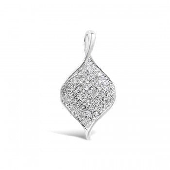 Sterling Silver Pendant Micropave Clear Cubic Zirconia Twisted Shape