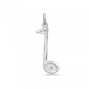 Sterling Silver Pendant Music Quaver (Eighth Note) --Rhodium Plating/Nickle Free--