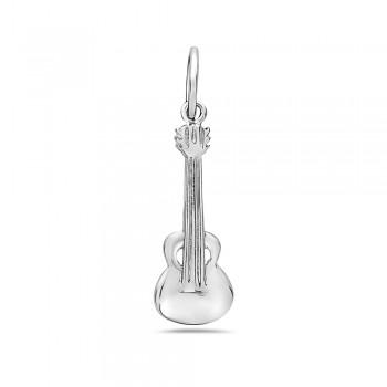 Sterling Silver Pendant Plain Guitar--Rhodium Plating/Nickle Free--