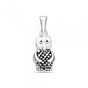 Sterling Silver Pendant of An Owl -E Coated-