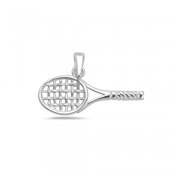 Sterling Silver Pendant of Tennis Racket -E-Coated-