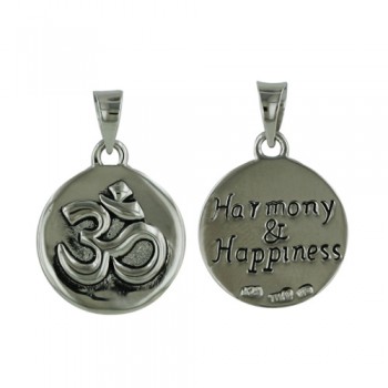Sterling Silver Pndnt Front Ohm Sign Back Harmony&Happiness