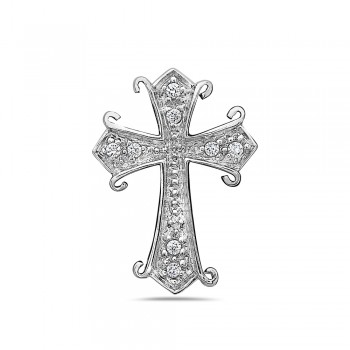 Sterling Silver Pendant Fancy Cross with Clear Cubic Zirconia