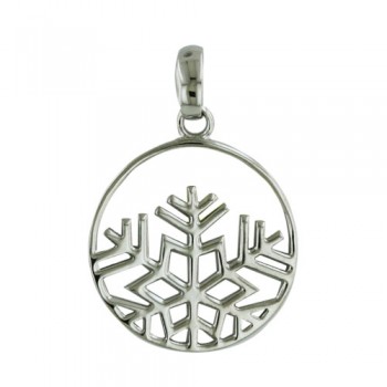 Sterling Silver Pendant Open Circle with Partial Snowflake