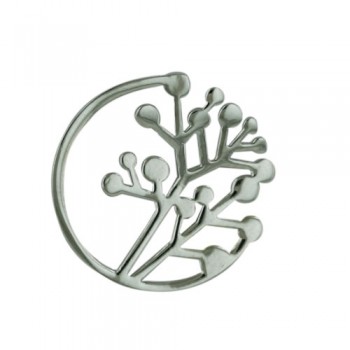 Sterling Silver Pendant Open Tree in Circle-Rhodium Plating-