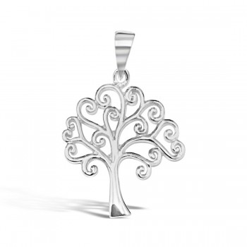 (Bail) Sterling Silver Pendant Tree with Curly Ends Thinner Branches