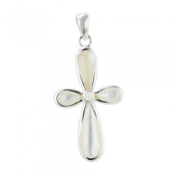 Sterling Silver Pendant Bubble Cross with Mother of Pearl