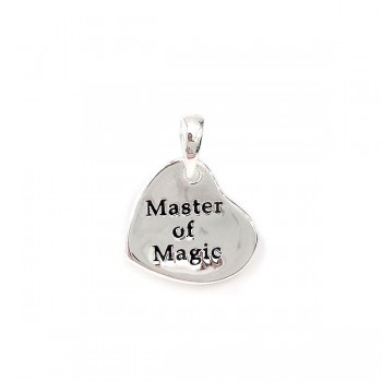 Sterling Silver Pendant Heart on Bail with "Master of Magic"