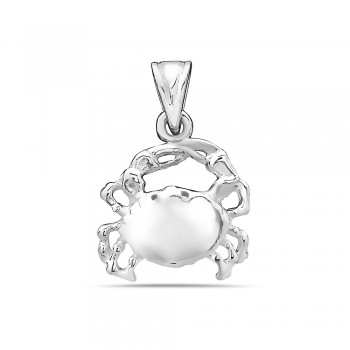 Sterling Silver Pendant Plain Crab with Bail-- E-Coated--