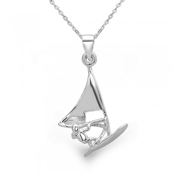 Sterling Silver Pendant Plain Sail Boat with Bail