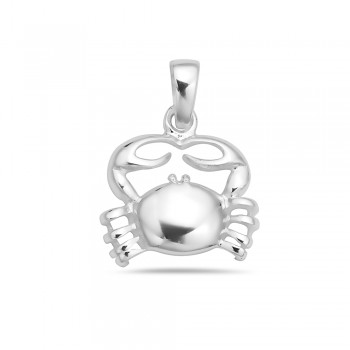 Sterling Silver Pendant Plain Crab with Jump Ring --E-Coated--
