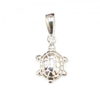 Sterling Silver Pendant Plain Tortoise with Bail