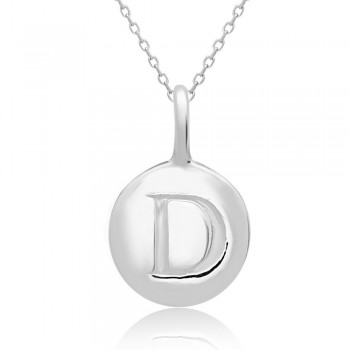 STERLING SILVER PLAIN ROUND CHARM LETTER D