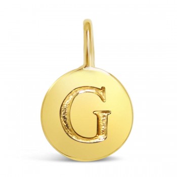 STERLING SILVER PLAIN ROUND CHARM LETTER G  *GOLD PLATED