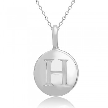 STERLING SILVER PLAIN ROUND CHARM LETTER H