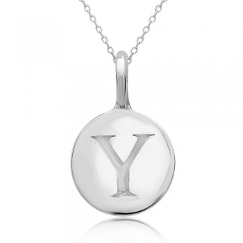STERLING SILVER PLAIN ROUND CHARM LETTER Y