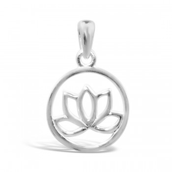 STERLING SILVER PENDANT CIRCLE WITH LOTUS
