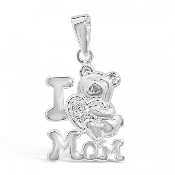 STERLING SILVER PENDANT TEDDY BEAR I LOVE YOU