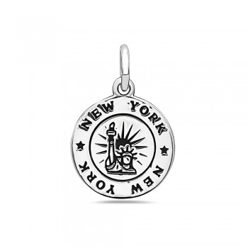 Sterling Silver Pendant Charm With Jumpring-Ny Ny Statue Of Lib