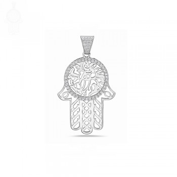 Shema & Hamsa Necklace in Silver - Mini