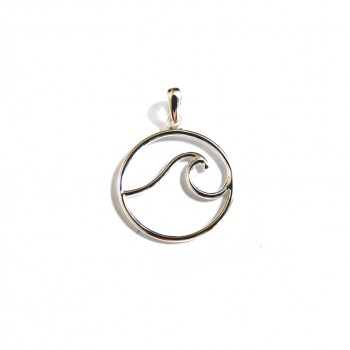Sterling Silver Pendant Sea Wave On With Sun