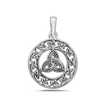 Sterling Silver PENDANT CLETIC KNOT TRINITY INSIDE THE CIRCLE