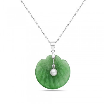 Jade Seashell & Freshwater Pearl Necklace