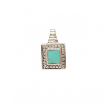 Silvr Pendant Square Shape with Square Faux Turquoise