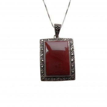 Joyce Carnelian Marcasite Necklace