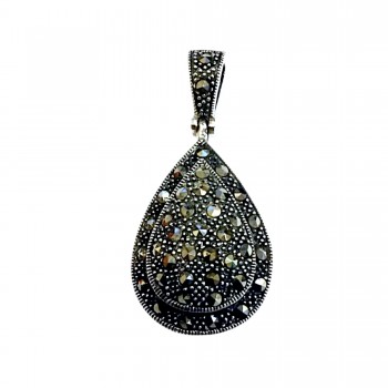 Marcasite PENDANT TEAR DROP PUFFY MARCASITE PAVE