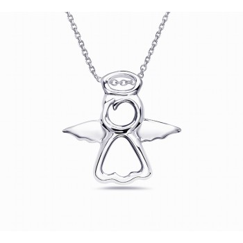 Sterling Silver Pendant Plain Open Angel Halo--E-coated/Nickle Free