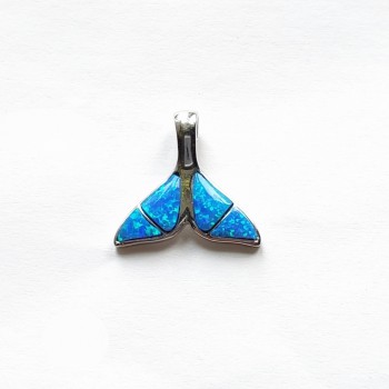 Sterling Silver Pendant Blue Opal(K-5) Whale Tail Smaller Versi