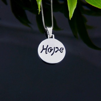 Sterling Silver Pendant 15 mm Hope Wor Cut Out