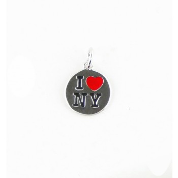 Sterling Silver Pendant Charm With Jump Ring-I Love(Red Heart)