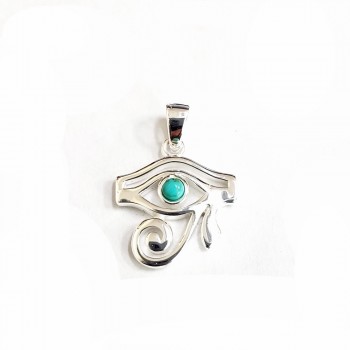 Sterling Silver PENDANT EYE OF RA RECONSTITUENT TURQUOISE ON EYE