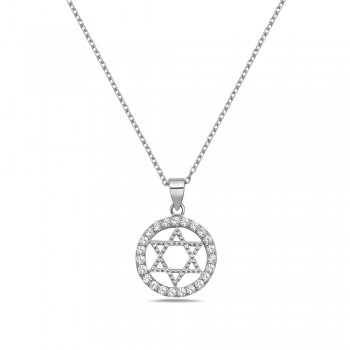 Star of David Circle Iced Pendant