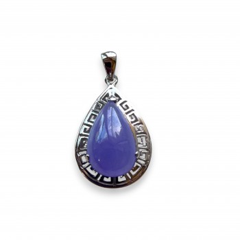 Sterling Silver Pendant Teardrop Jade with Sterling Silver Design