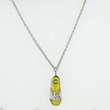 Sterling Silver Anklet 9" Cheerful Yellow Enamel With Flower Top