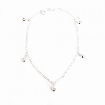 STERLING SILVER ANKLET 5 BEADS CHARMS-ECOATED