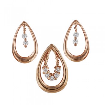 Brass Set Small Hollow Oval Shape Clear Cz In Cent, Clear