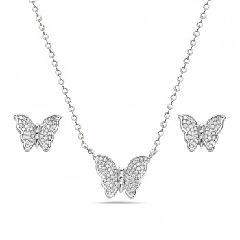 Brass Necklace Earring Butterfly Rolo Chain