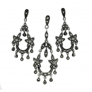 Marcasite Set Flower 18.3mm/16.5mm 'U' Chandelier
