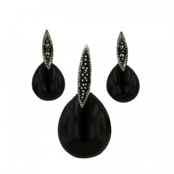 Marcasite 13X17mm 12X8mm Teardrop Onyx Marcasite Pave Marquis To
