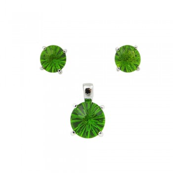 SS Pdnt(10Mm)+Earg(8Mm) Round Flwr Cut Pd Glass, Green