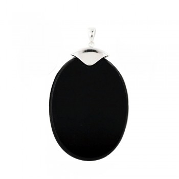 Sterling Silver PENDANT(40X30MM) OVAL ONYX