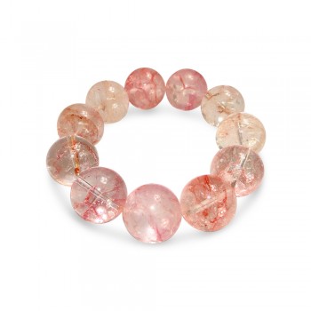 Strawberry Quartz 18 Mm Ball Bracelet-11 Beads