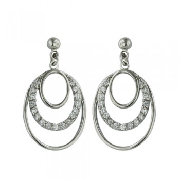 Brass Earg 3 Concentric Oval Ctr Cl Cz Pave Dangle