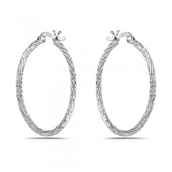 Sterling Silver Earring Twisted Hoop 40mm with Latch