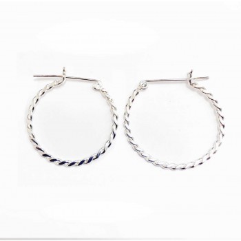 Sterling Silver Earring Twiested Rope 30mm Earing Hoop E-coated
