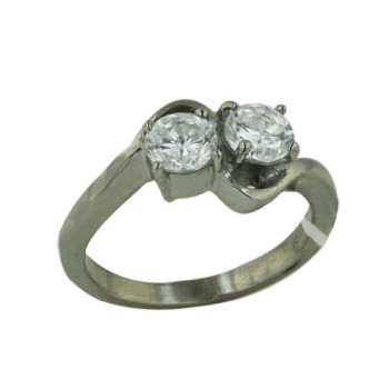 Stainless Steel Ring 5Mm Round Cl Cz *2 By Pass